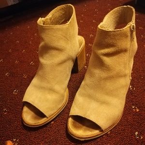Genuine leather suede sandal block heels